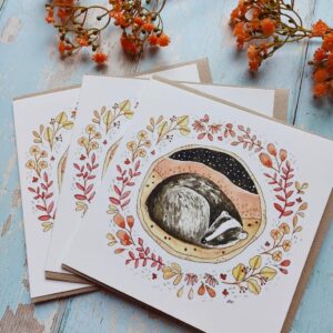 Sleepy Badger Cards - Pack of 3