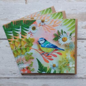 Summer Blue Tit Cards - Pack of 3