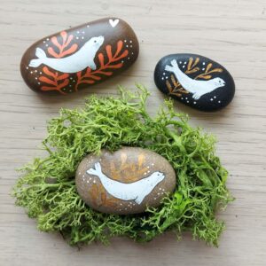 Painted Pebble Trio - Seals (Set 1)