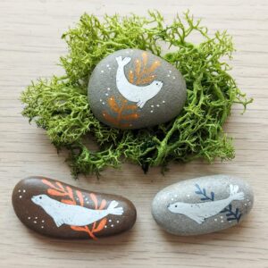 Painted Pebble Trio - Seals (Set 2)