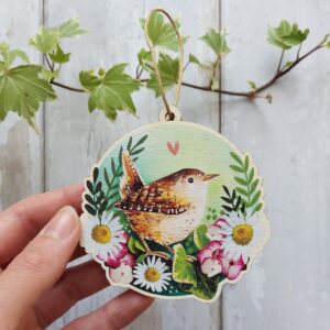 Wren wooden decoration