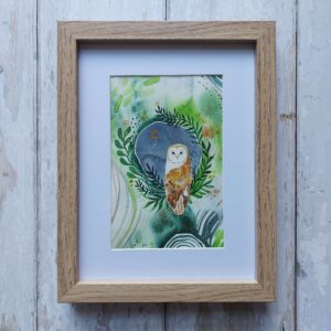 Framed Original Painting - Barn Owl