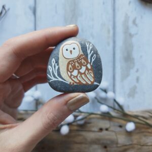 Painted Pebble - Owl