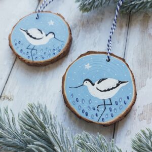 Avocet Wood Slice Decoration