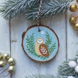 Owl Wood Slice Decoration